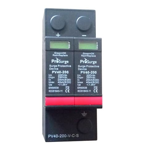 PV40-200-V-C-S  200V DC Surge Protective Device + 2 Pole Enclosure