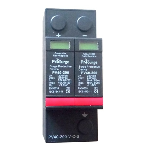 PV40-200-V-C-S  200V DC Surge Protective Device + 2 Pole Enclosure